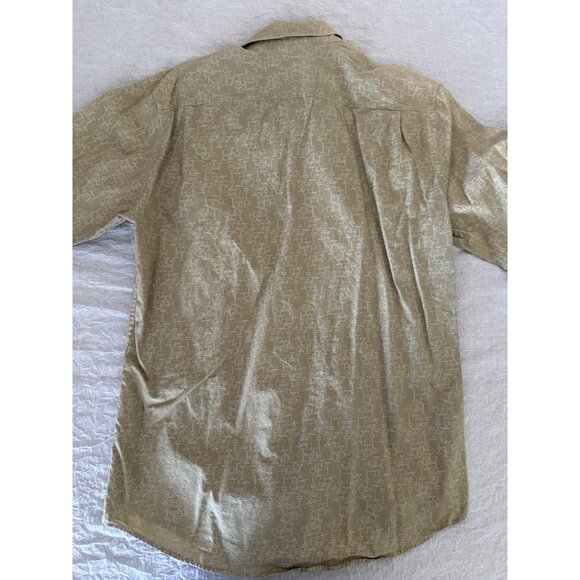 Original Penguin Shirt Men's Medium Button Up Long Sleeve Classic Fit Beige Wine - Picture 10 of 10